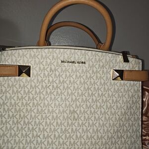 Michael Kors Cream and Tan Satchel